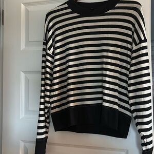 J Crew striped sweater, Size medium. Black and creamy white